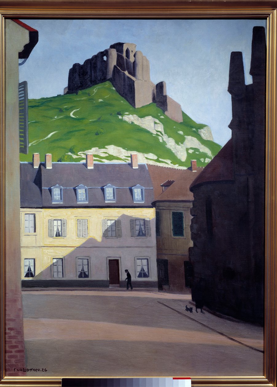 位于 Les Andelys 的 Chateau Gaillard。 菲利克斯·瓦洛顿 (Felix Vallotton) 的绘画 (1865 - 1925) 作者 费利克斯·爱德华·瓦洛顿
