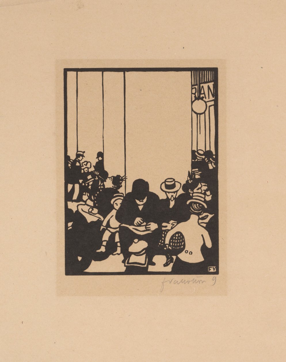 五个OClock，1901年世界博览会（有色日本纸上的木刻） 作者 费利克斯·爱德华·瓦洛顿