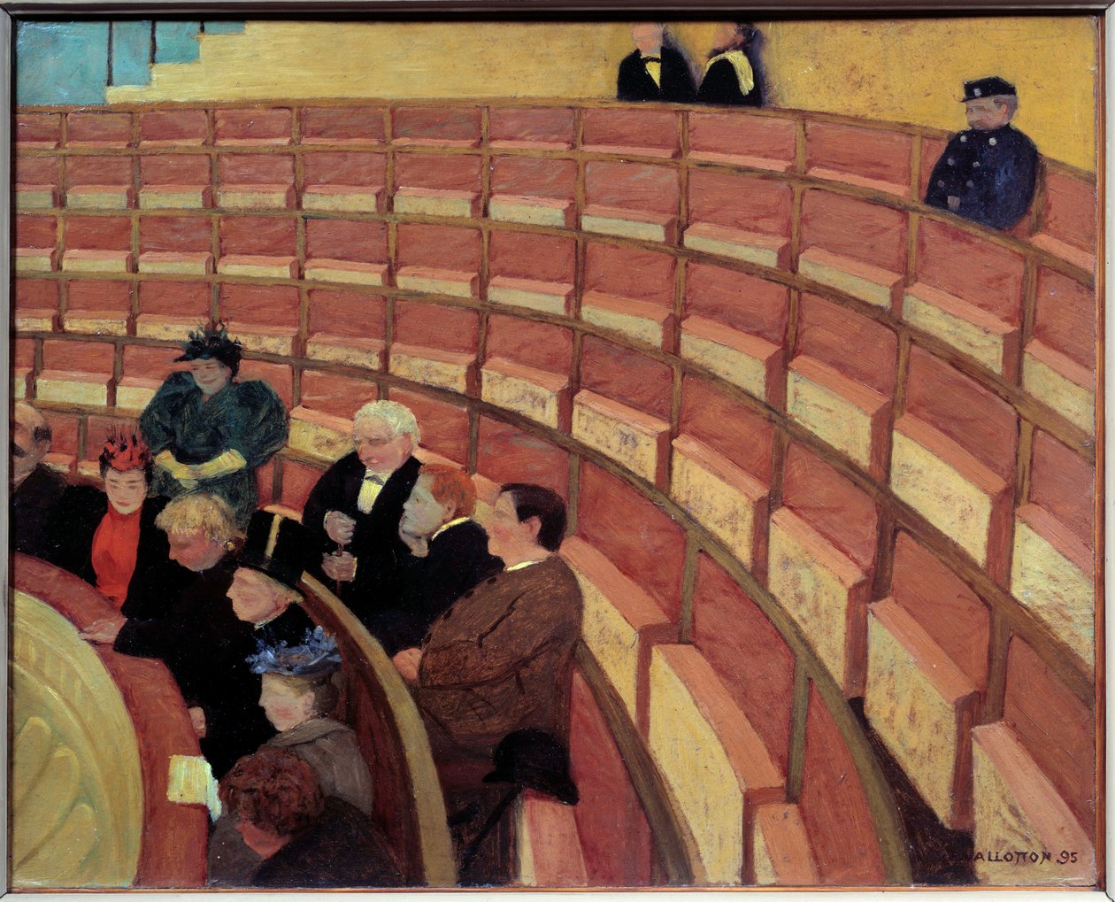 La troisième galerie au Theatre du Chatelet Peinture by Felix Vallotton (1865-1925) (ec.suiss.) 1895 Sun。 0,49x0,61 m 巴黎，奥赛博物馆 - 夏特莱剧院的第三个画廊。 Felix Vallotton (1865-1925) 的绘画（瑞士画派） 作者 费利克斯·爱德华·瓦洛顿