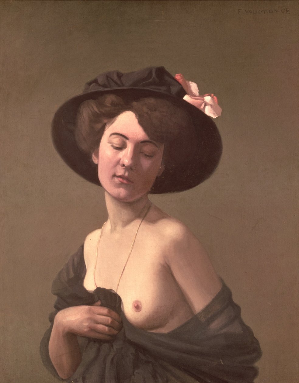戴着帽子的女士，1908年 作者 费利克斯·爱德华·瓦洛顿