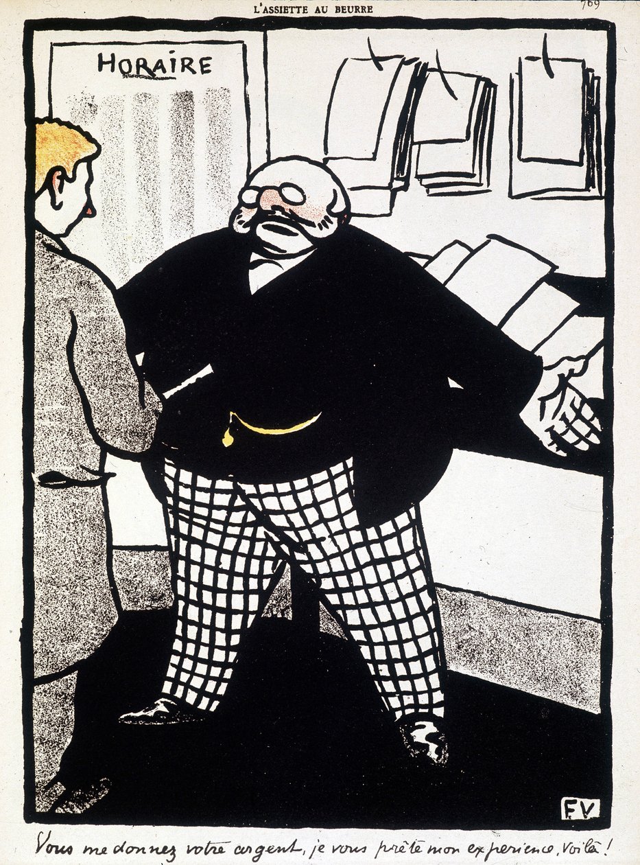 费利克斯·瓦洛顿 (Félix Vallotton) 的《货币和银行业务》——“L