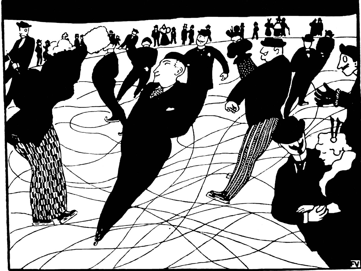 冰上溜冰者费利克斯-爱德华-瓦洛通（1865-1925 年）的画作 作者 费利克斯·爱德华·瓦洛顿