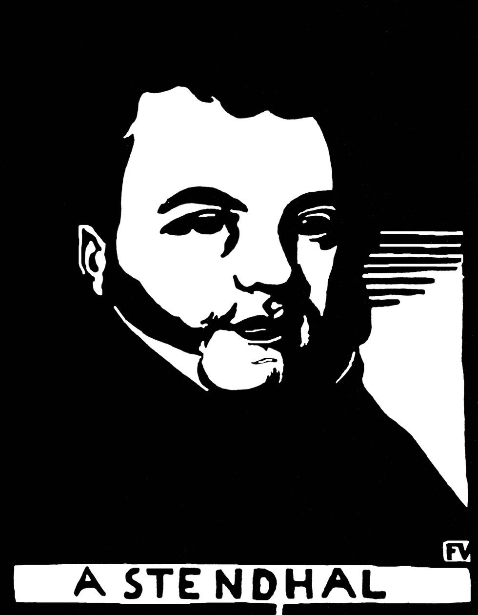 法国作家亨利-贝勒-司汤达（1783-1842 年）的肖像。费利克斯-爱德华-瓦洛通（1865-1925 年）的雕刻作品 作者 费利克斯·爱德华·瓦洛顿