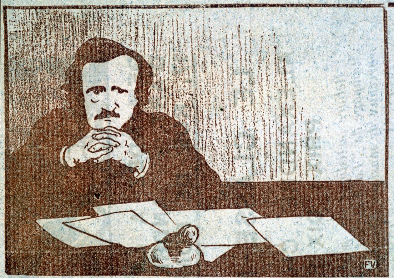 埃德加·爱伦·坡 (Edgar Allan Poe) 的肖像 - 费利克斯·瓦洛顿 (Félix Vallotton) 雕刻，约 1900 年 作者 费利克斯·爱德华·瓦洛顿
