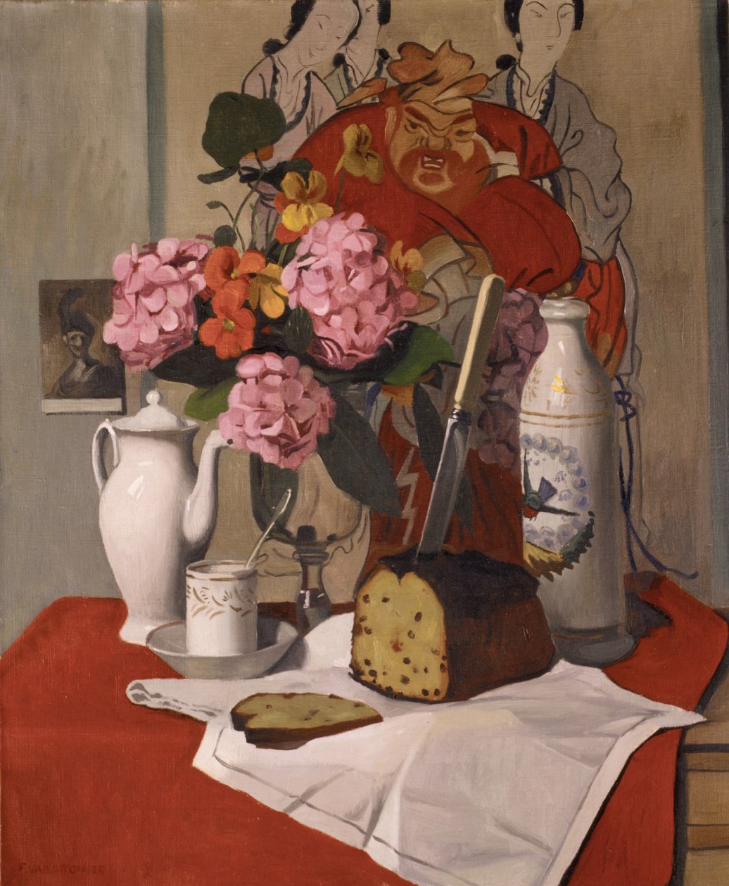 静物与花，1925年 作者 费利克斯·爱德华·瓦洛顿