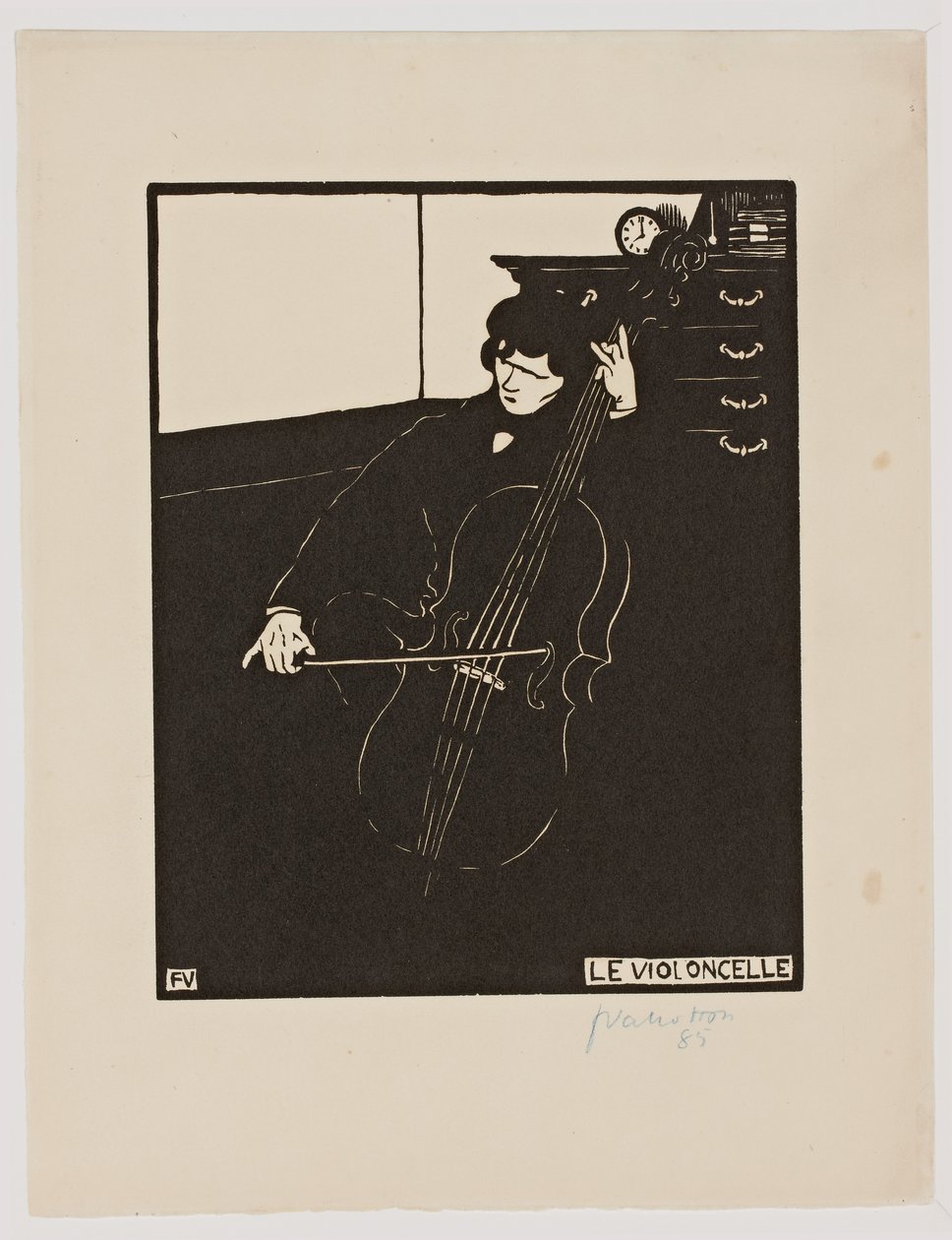 “ Cello，来自”乐器“系列，1896-97年 作者 费利克斯·爱德华·瓦洛顿
