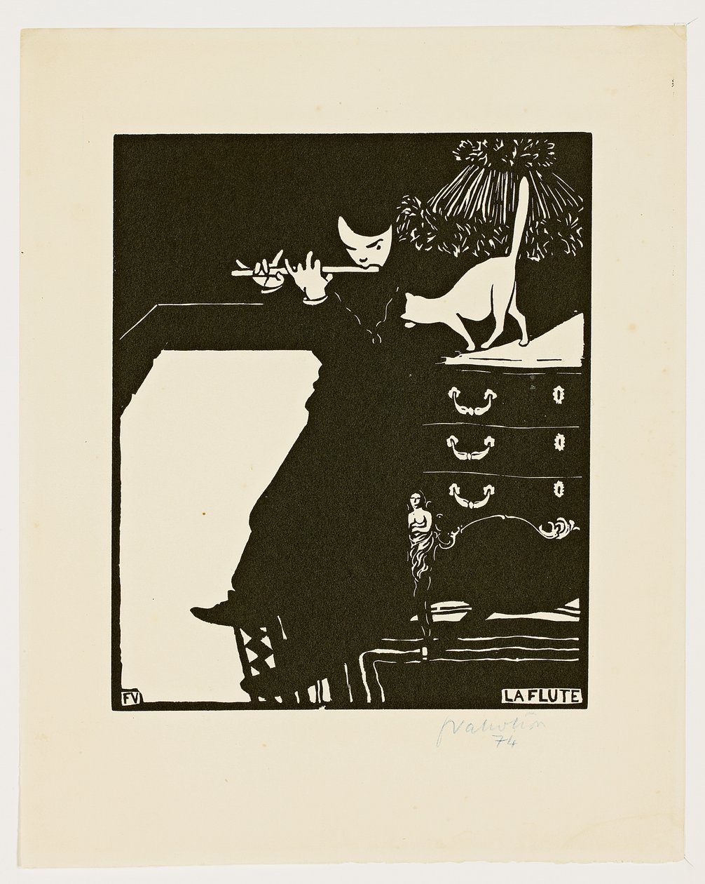 长笛，来自“乐器”系列，1896-97年 作者 费利克斯·爱德华·瓦洛顿