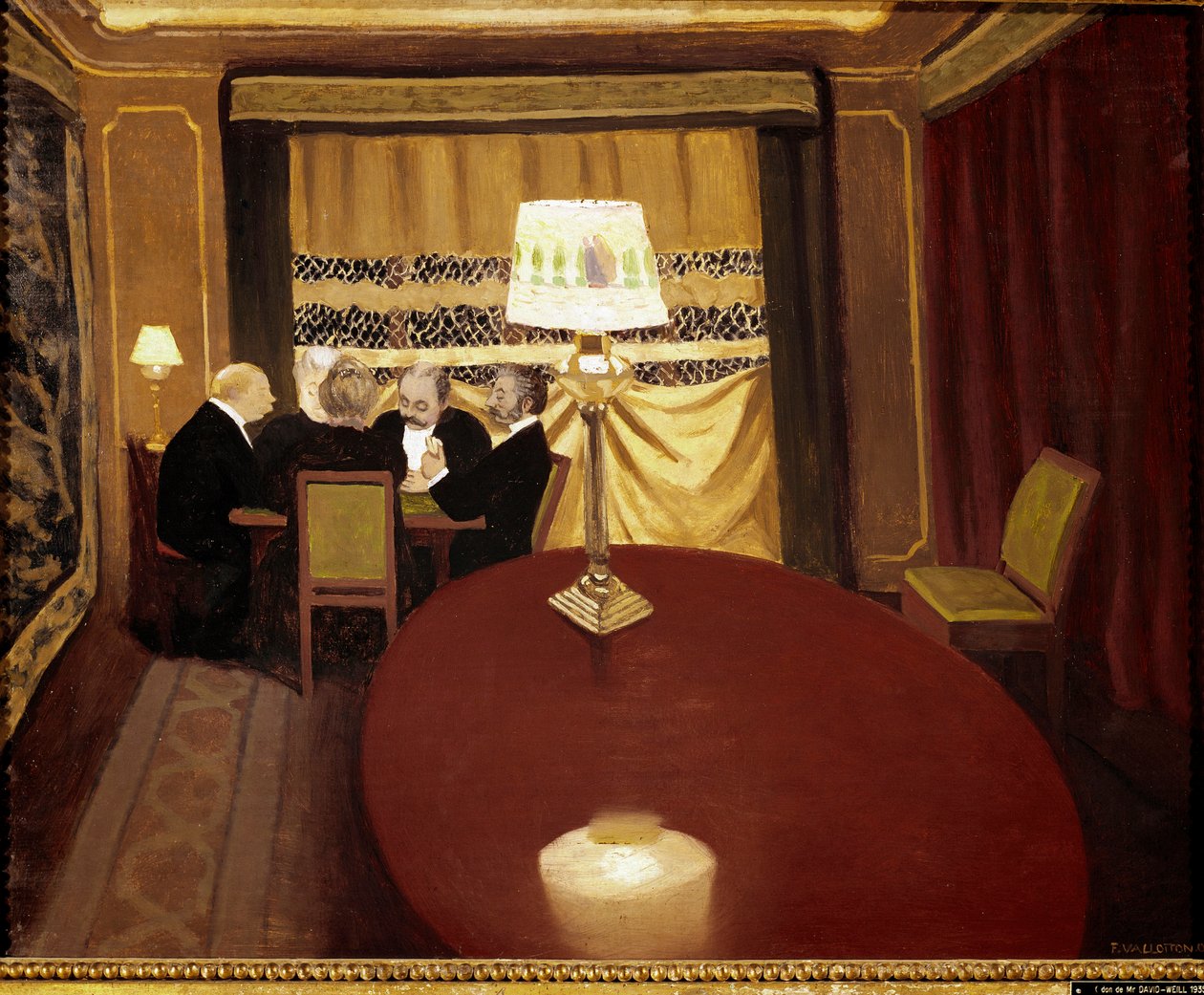 扑克游戏。 菲利克斯·瓦洛顿 (Felix Vallotton) 的绘画 (1865-1925) 作者 费利克斯·爱德华·瓦洛顿