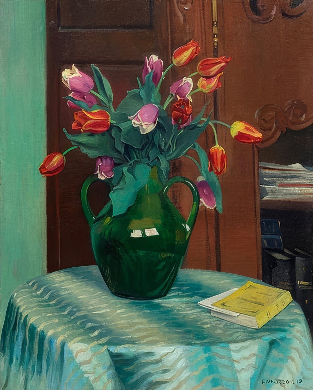 Tulpenstrauß（粉红色和红色郁金香）。 1912年 作者 费利克斯·爱德华·瓦洛顿