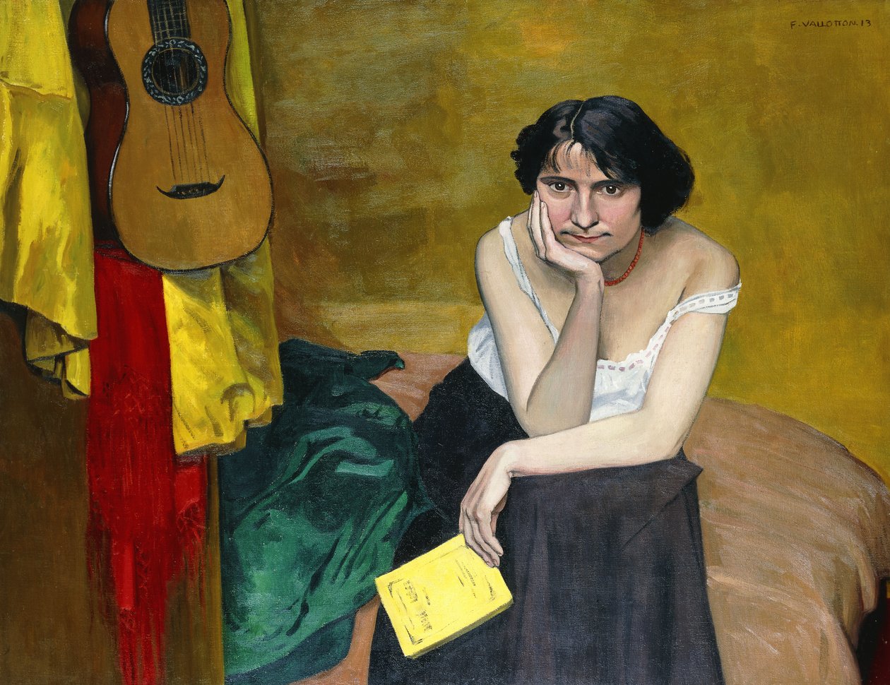 女人和吉他；女人和吉他，1913年 作者 费利克斯·爱德华·瓦洛顿