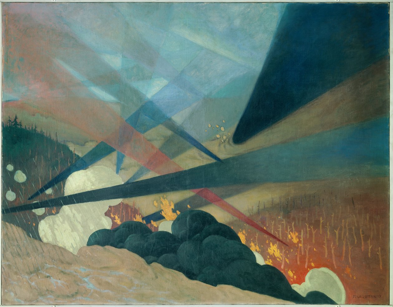 第一次世界大战：“凡尔登”。 菲利克斯·瓦洛顿 (Felix Vallotton) (1865-1925) 的绘画 南。 作者 费利克斯·爱德华·瓦洛顿