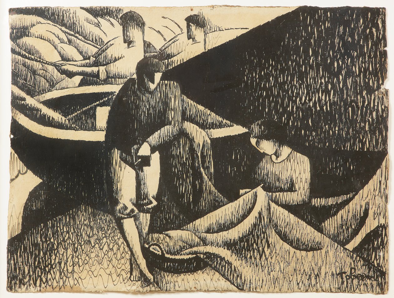 Le Filet，约1912年（纸上墨水） 作者 菲利克斯·埃利·托宾