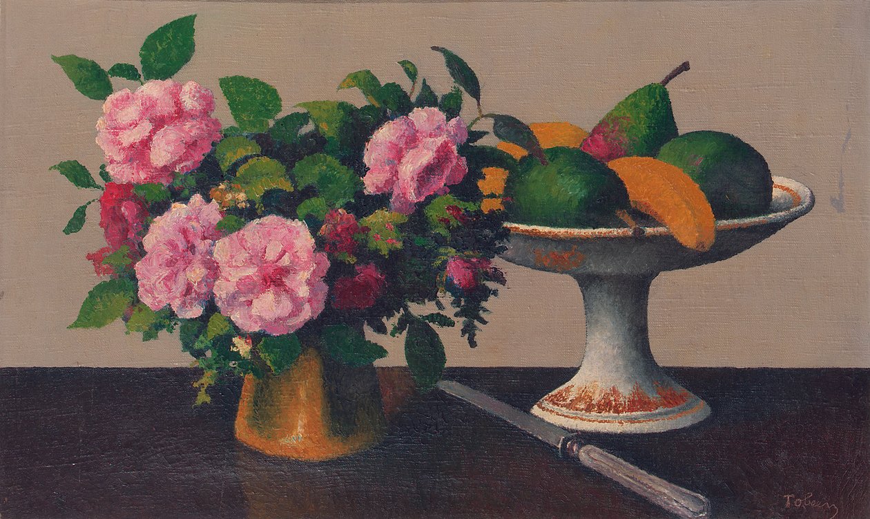 静物花卉与水果（布面油画） 作者 菲利克斯·埃利·托宾