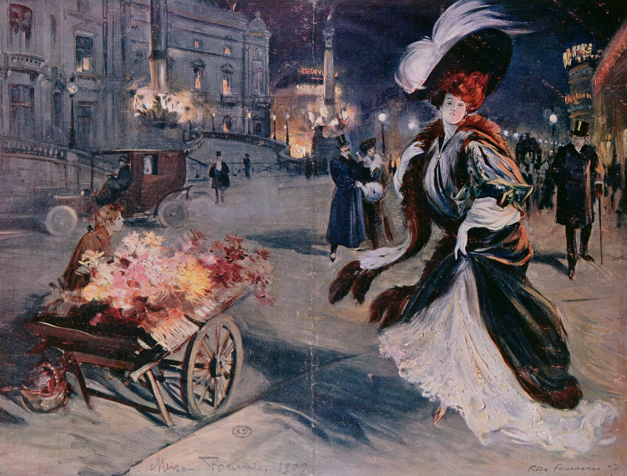 巴黎之夜在歌剧院，1907年 作者 费利克斯·富纳（Felix Fournery）