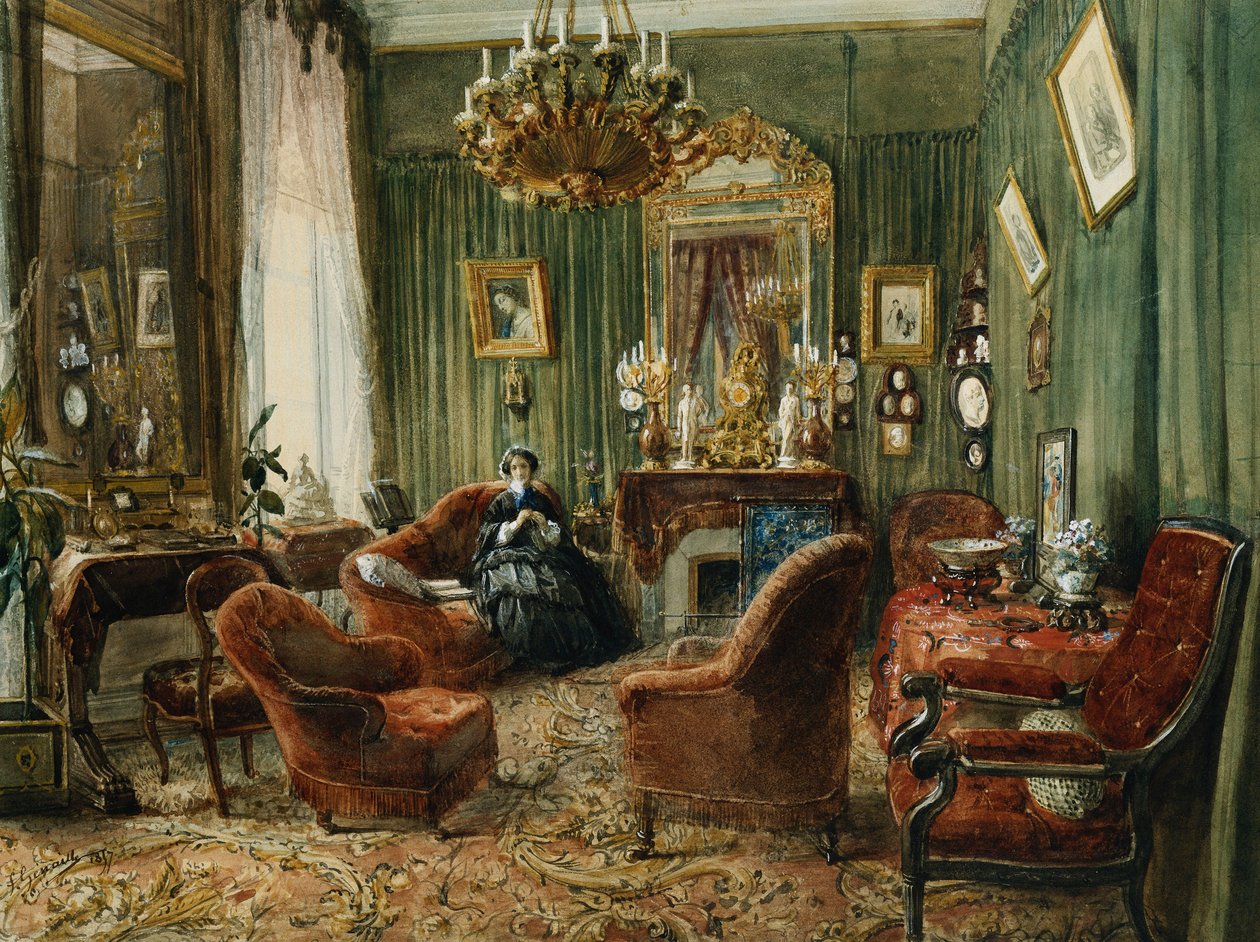 Salon de la Comtesse de Salverte的视图 作者 费利克斯·弗朗索瓦·巴泰勒米·热那尔