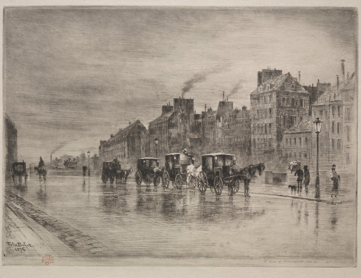 1876年，在Quai de l&39;Hotel-Dieu的一个冬天早晨。 作者 菲利克斯·希拉勒·布霍特