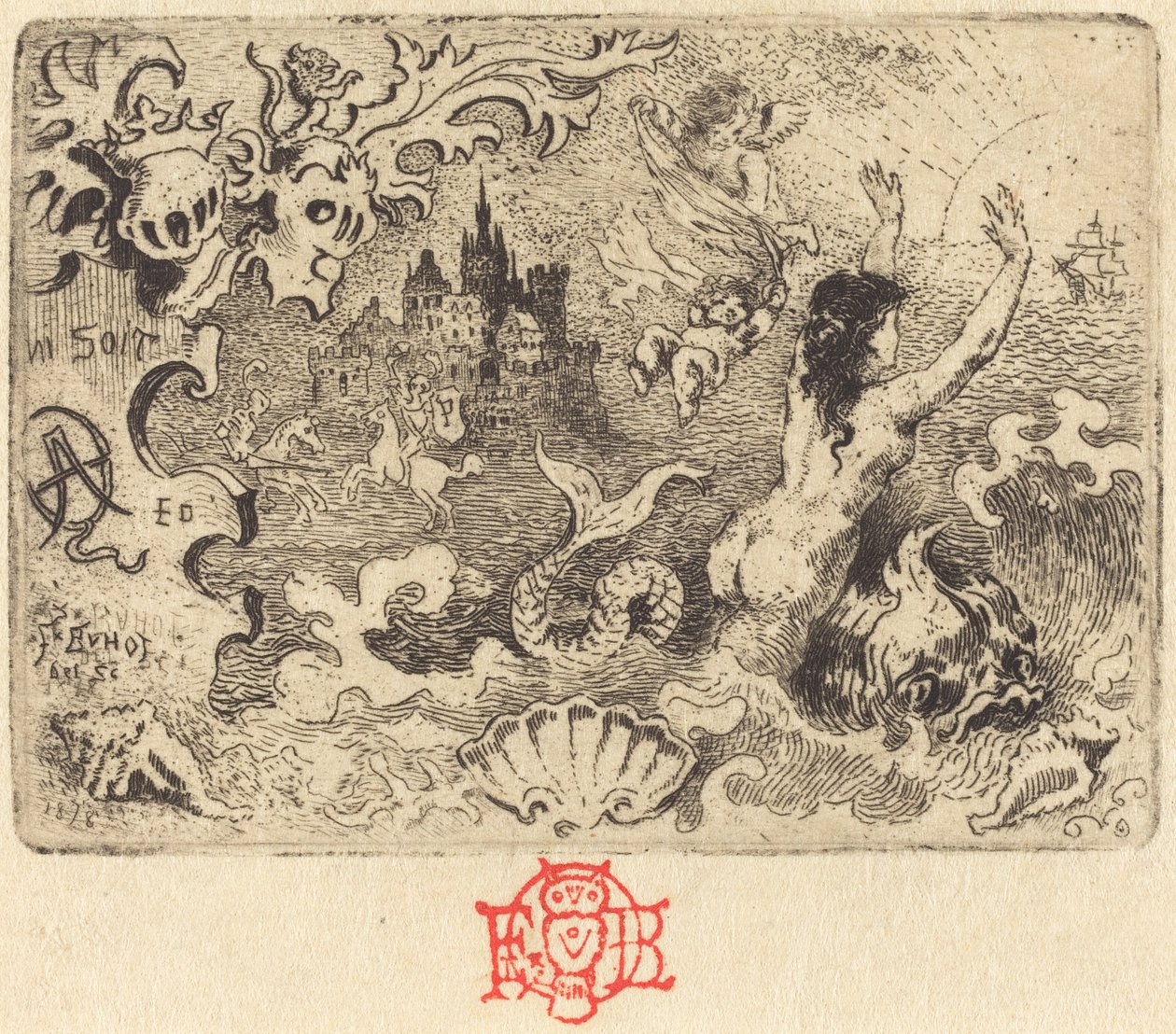Jacques Cazotte的《Le Diable amoureux》第二幅小品，1878年。 作者 菲利克斯·希拉勒·布霍特