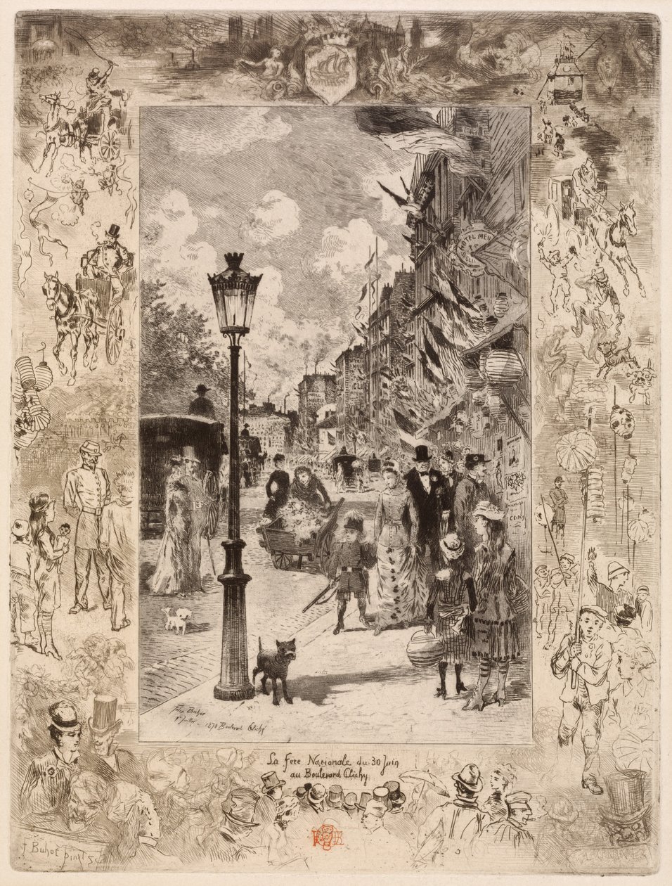 克利希大道上的国庆节（La Fête nationale au Boulevard de Clichy） 作者 菲利克斯·希拉勒·布霍特