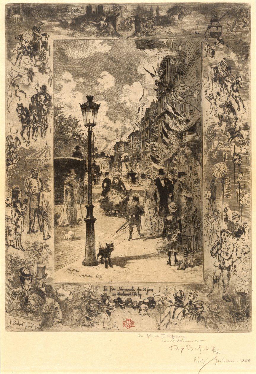 La Fête nationale au Boulevard Clichy 克利希大道上的国民假日，1878年。 作者 菲利克斯·希拉勒·布霍特