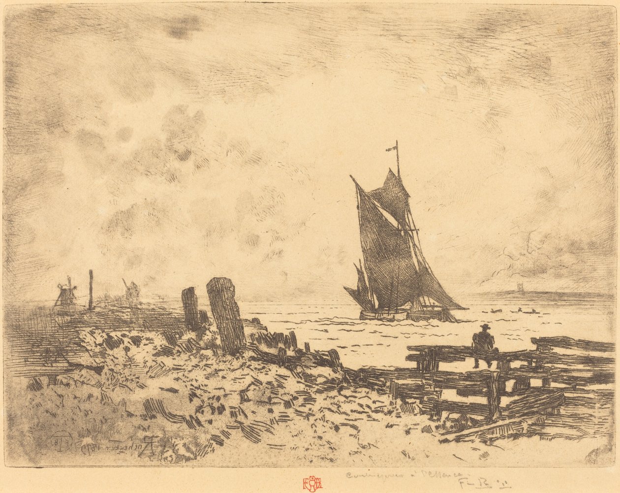 La Petite Marine--来自梅德韦反面的纪念品，1879年。 作者 菲利克斯·希拉勒·布霍特