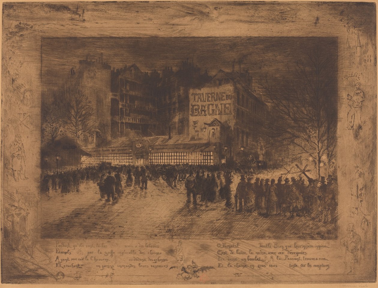 La Place des Martyrs et La Taverne du Bagne 《烈士广场和监狱》，1885年。 作者 菲利克斯·希拉勒·布霍特