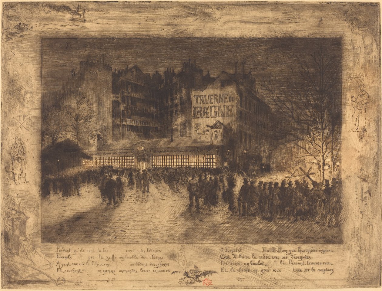 La Place des Martyrs et La Taverne du Bagne 《烈士广场和监狱》，1885年。 作者 菲利克斯·希拉勒·布霍特