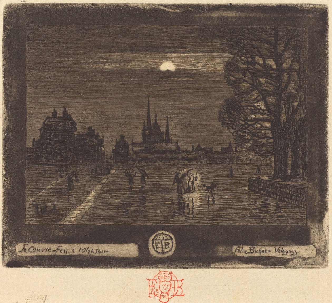 Le Couvre-Feu《宵禁》[直页]，1874-1875。 作者 菲利克斯·希拉勒·布霍特