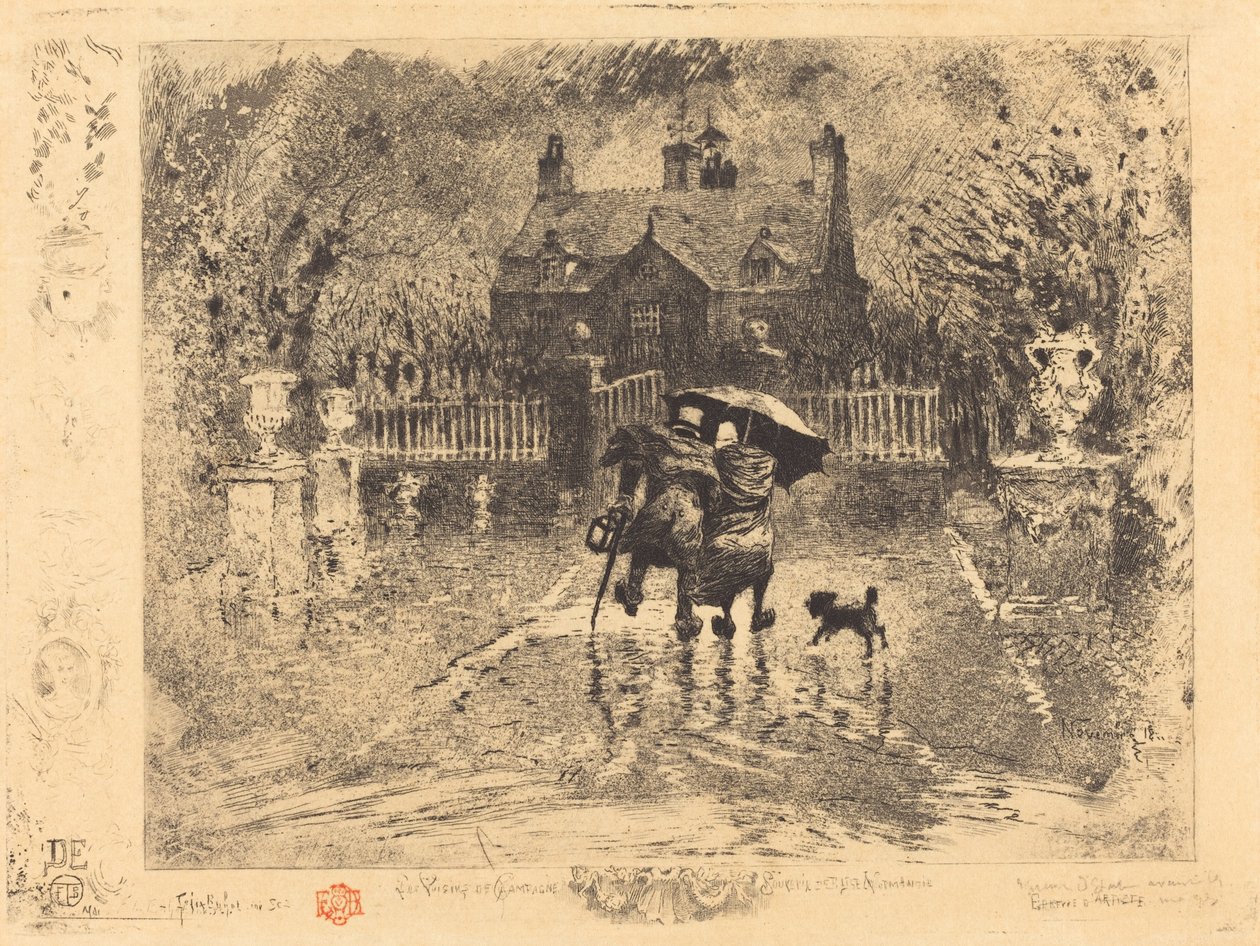 Les Voisins de Campagne 乡村邻居，1879-1880。 作者 菲利克斯·希拉勒·布霍特
