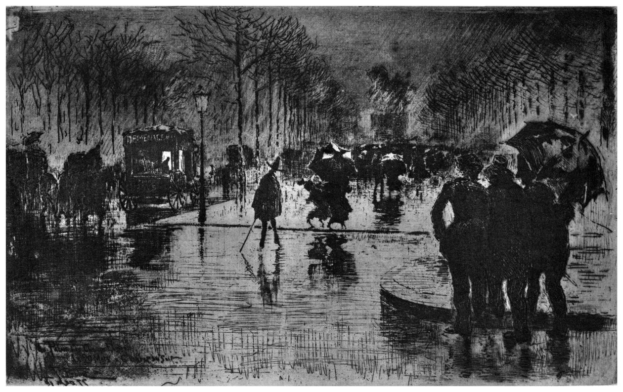 香榭丽舍大街归来，c1870-1900 1924 作者 菲利克斯·希拉勒·布霍特