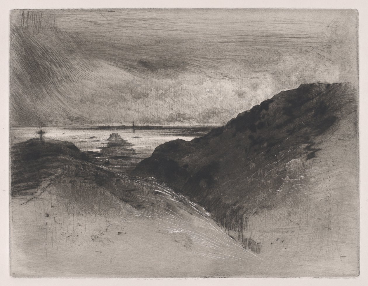 悬崖--圣马洛湾，1889-90。 作者 菲利克斯·希拉勒·布霍特