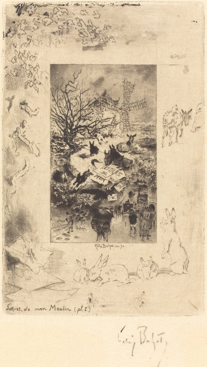 Lettres de Mon Moulin》的扉页，约1885年。 作者 菲利克斯·希拉勒·布霍特