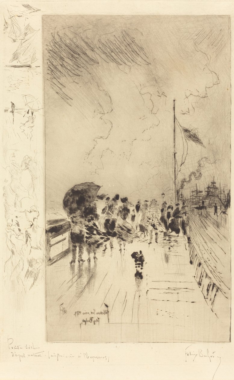 英国的一个码头，1879年。 作者 菲利克斯·希拉勒·布霍特