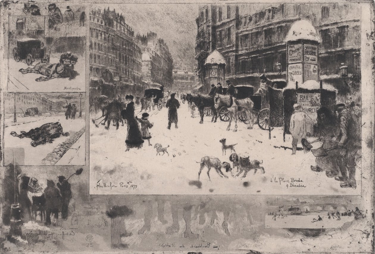 巴黎的冬天，或巴黎的雪，1879年。 作者 菲利克斯·希拉勒·布霍特