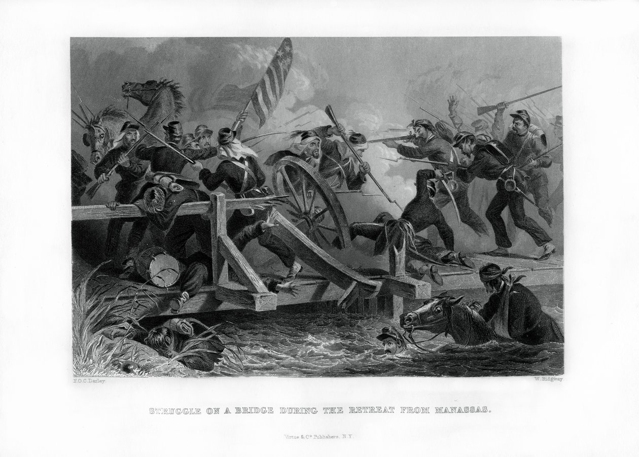 从弗吉尼亚州马纳萨斯撤退期间，1862-1867年在桥上奋斗。 作者 费利克斯·奥克塔维斯·卡尔·达利