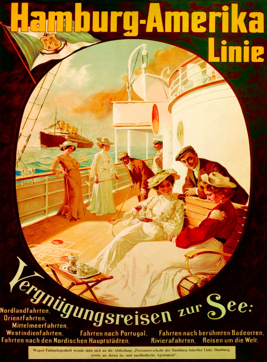 1904年“汉堡美国线”的广告海报“海上游船” 作者 费利克斯施沃姆施塔特