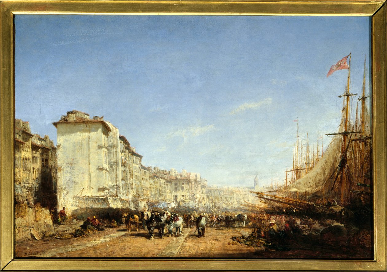 马赛旧港。 Felix Ziem (1821-1911) 的绘画。 布面油画。 必须提及：兰斯，Musee Des Beaux Arts 作者 费利克斯·齐姆