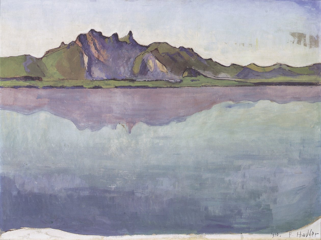 与Stockhornkette的Thunersee 作者 费迪南德·霍德勒
