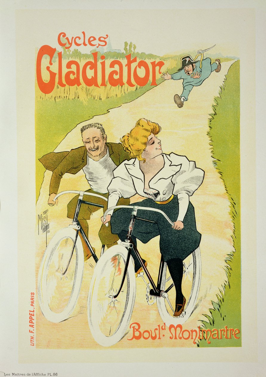复制品牌广告&39;Gladiator Cycles&39;，Boulevard Montmartre，巴黎，1895年 作者 费迪南德·米斯蒂·米弗利兹