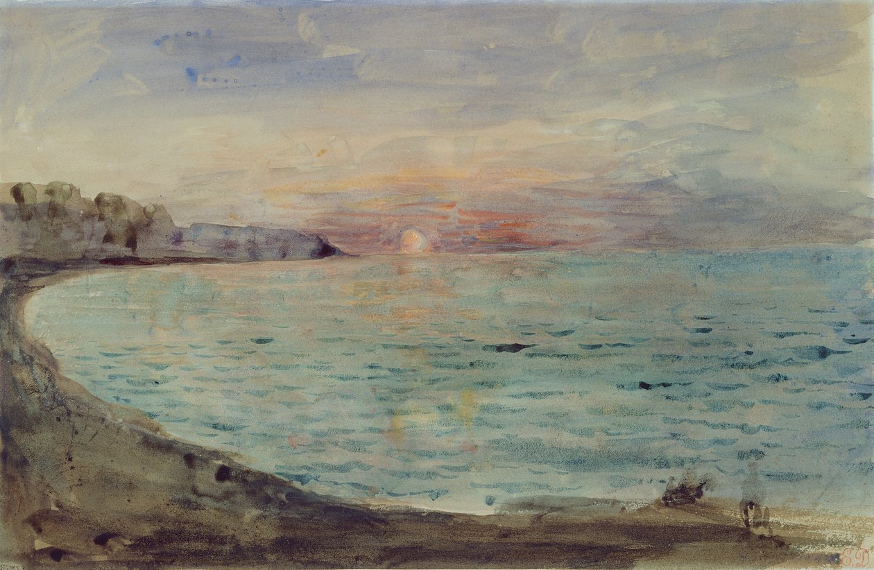 迪耶普附近的悬崖，1852-55 作者 费迪南德·维克多·尤金·德拉克罗瓦