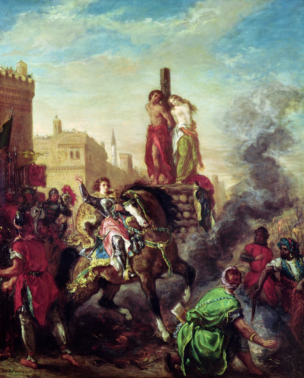 Pyre上的Olinda和Sophronia，来自Torquato Tasso的“Gerusalemme Liberata”（1544-95） 作者 费迪南德·维克多·尤金·德拉克罗瓦