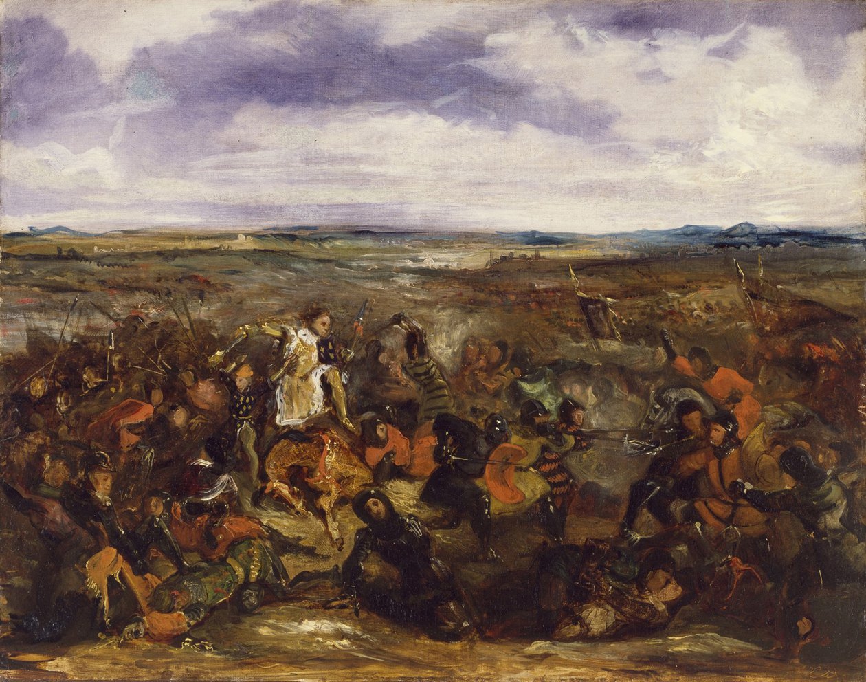 普瓦捷战役的素描，1829-30（见82866） 作者 费迪南德·维克多·尤金·德拉克罗瓦