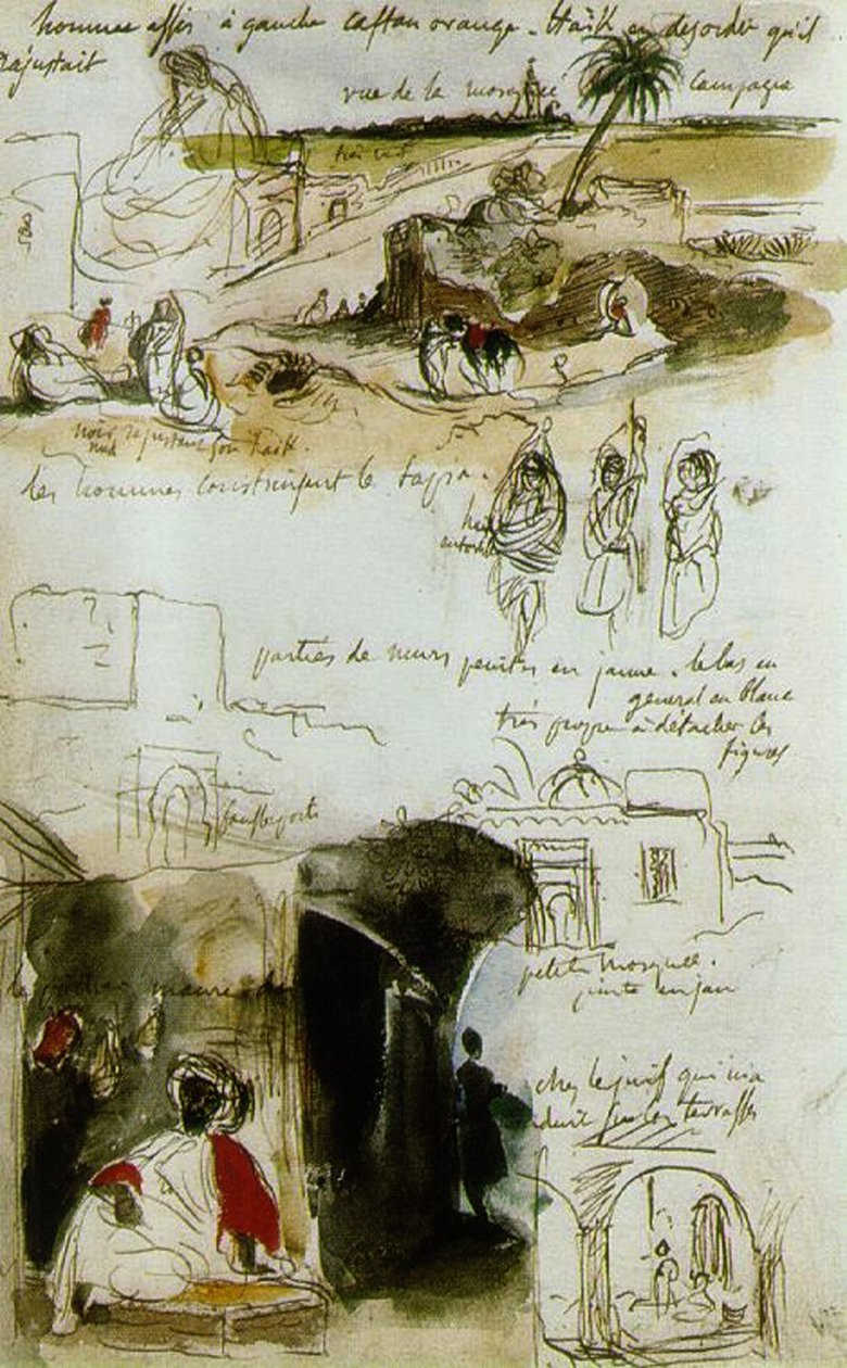 来自摩洛哥的Sketchbook，1832年 作者 费迪南德·维克多·尤金·德拉克罗瓦
