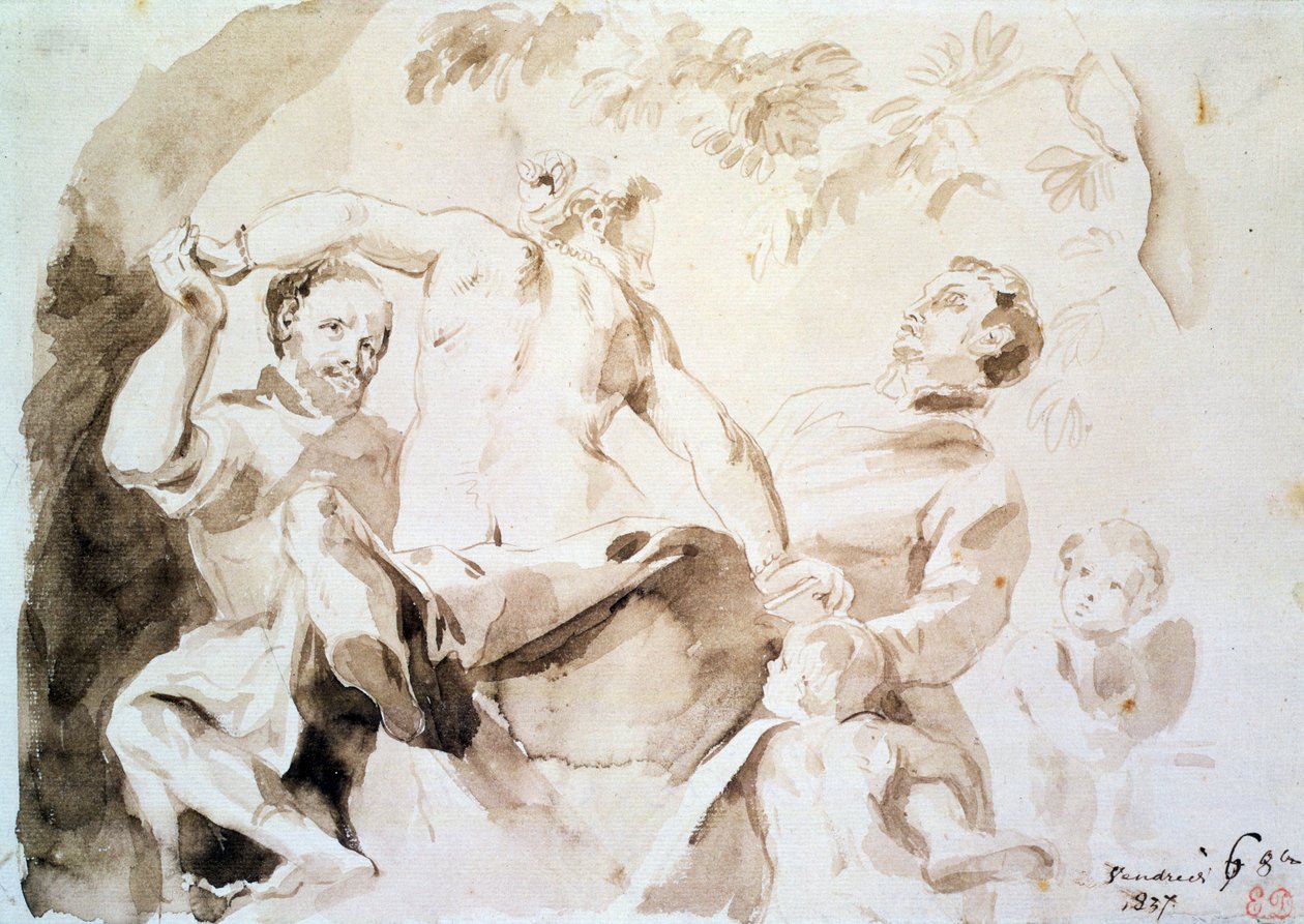 研究维罗纳的爱情寓言，1837年（笔和墨水在纸上洗） 作者 费迪南德·维克多·尤金·德拉克罗瓦