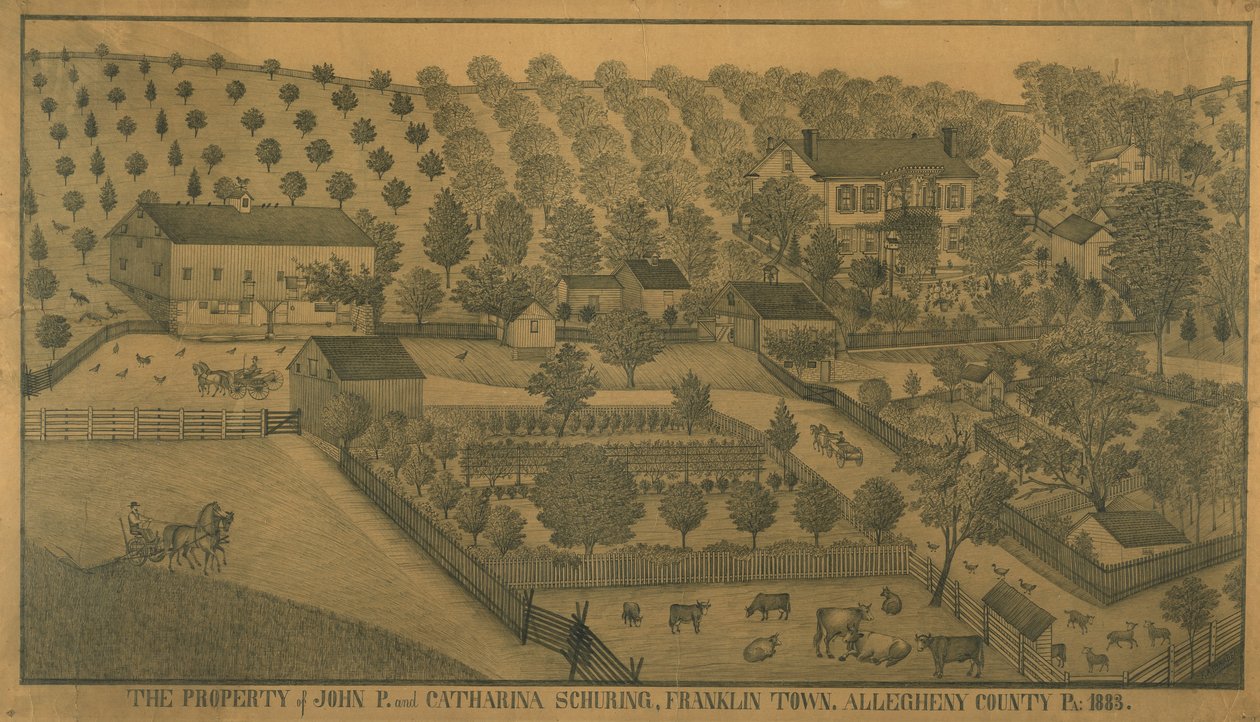 John P.和Catharina Schuring的财产，宾夕法尼亚州阿勒格尼县富兰克林镇，1883年 作者 费迪南德·布莱德