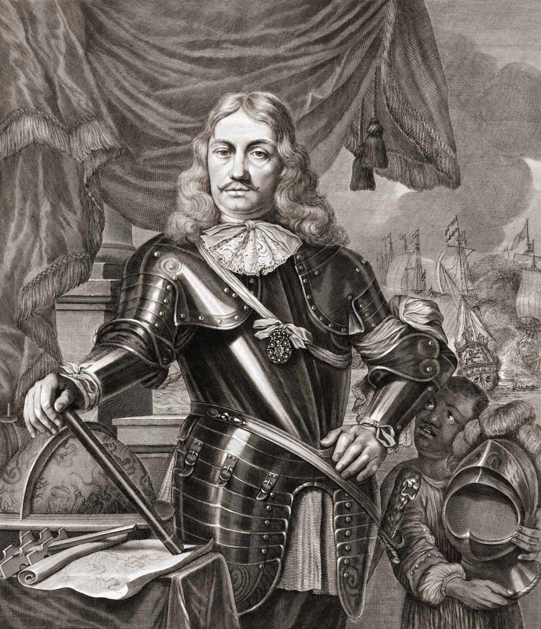兰伯特·维舍尔（Lambert Visscher）从费迪南德·波尔（Ferdinand Bol）的画作雕刻后，制得科尼利斯·马滕斯腾（Cornelis Maartenszoon Tromp） 作者 费迪南德·波尔