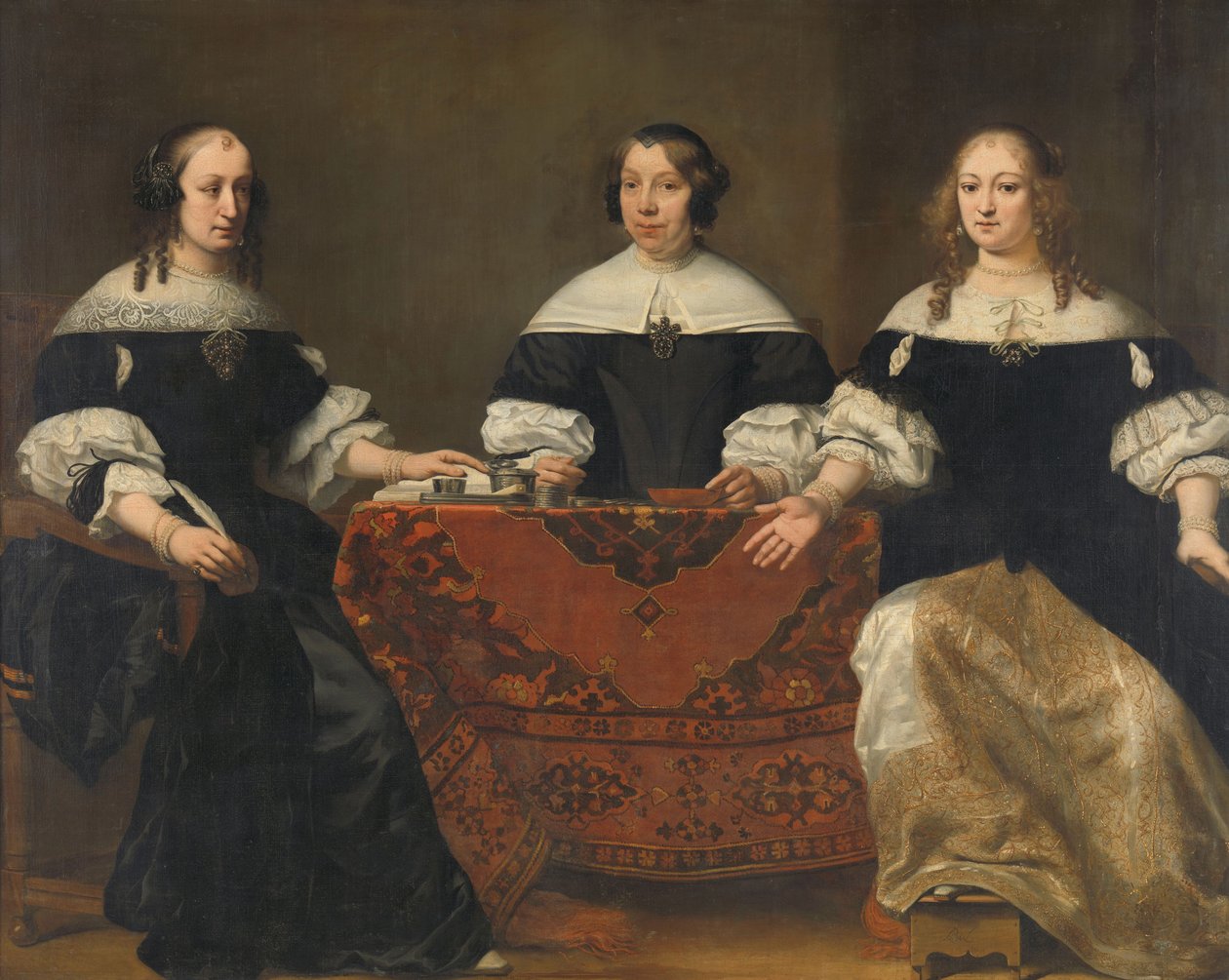 Leprozenhuis的三个Regentesses的画象，阿姆斯特丹，c.1668 作者 费迪南德·波尔