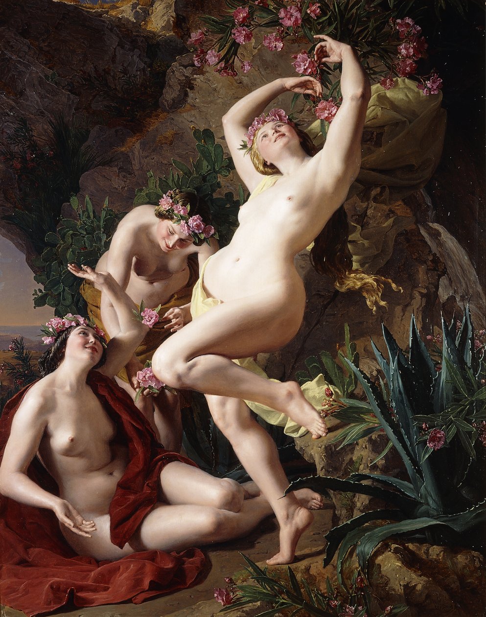 荷马的奥德赛中的仙女；荷马的奥德赛中的仙女，1856年 作者 费迪南德·乔治·沃尔德米勒