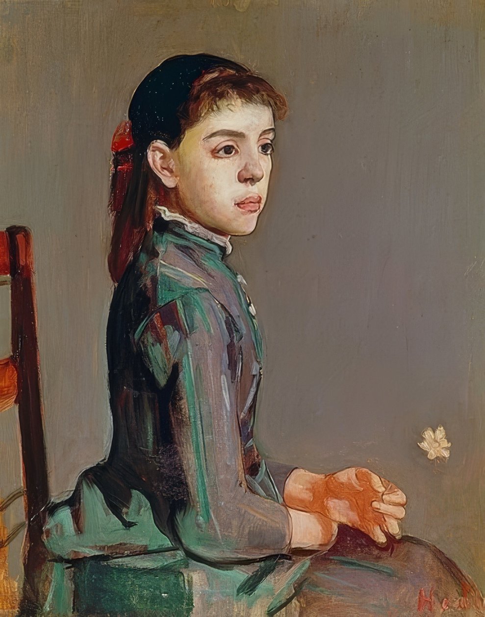 女孩-路易丝·杜乔萨尔（Louise Duchosal）。 1885年 作者 费迪南德·霍德勒