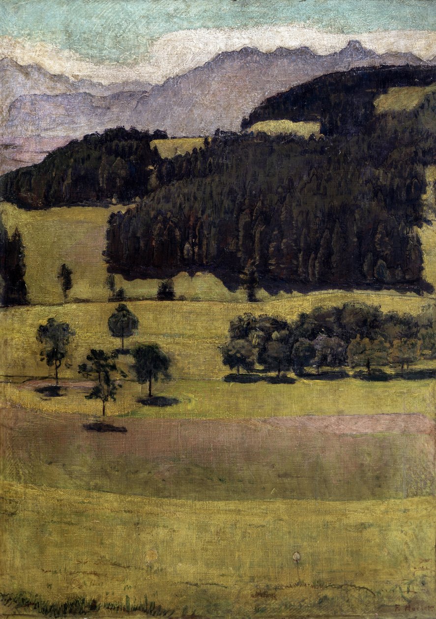风景，在Stockhorn的橡树，1898年 作者 费迪南德·霍德勒