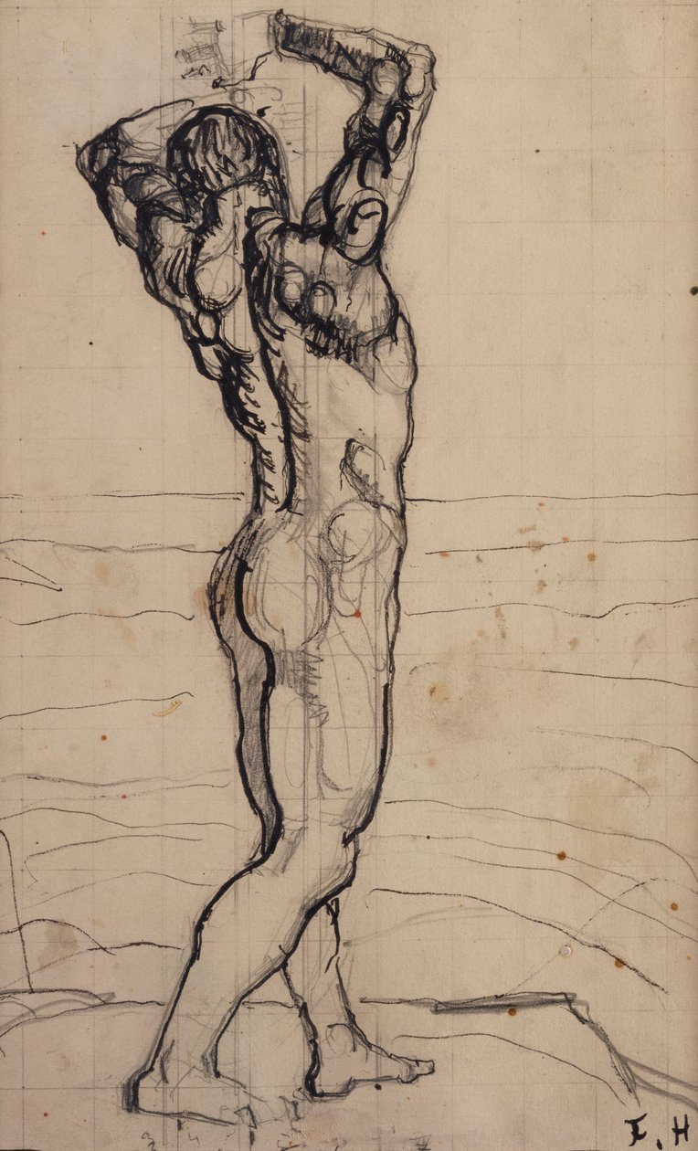 男性行为，真理研究，c.1901-02（铅笔和印度墨水在纸上） 作者 费迪南德·霍德勒